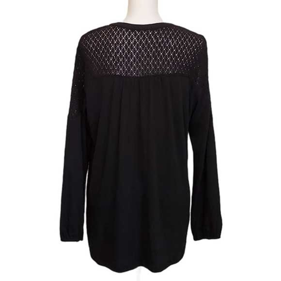 Style & Co black crocheted Split Neck lace top - Picture 2 of 4